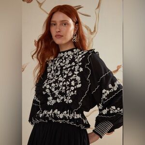FARM Rio Black and White Floral Blouse
